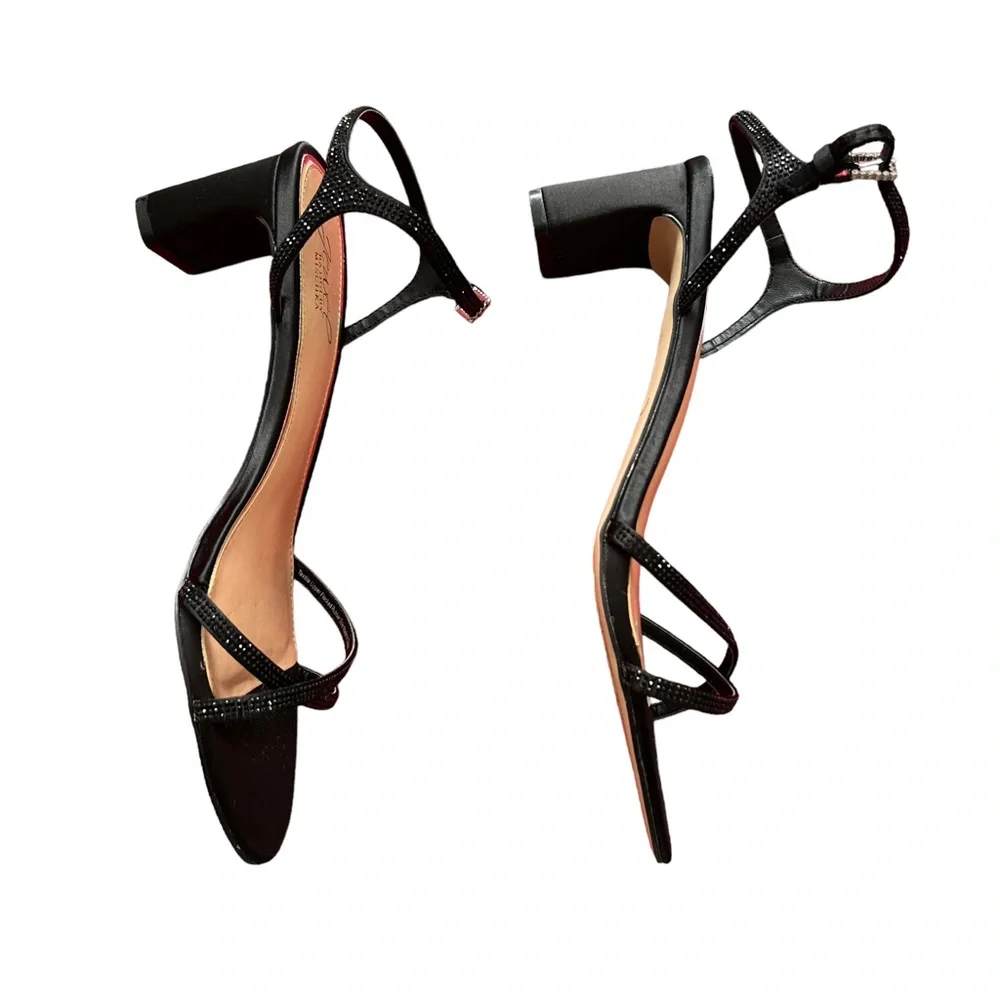 Jewel Badgley Mischka Omari I Sandal in Black Satin Size 10. Worn once - Picture 6 of 9